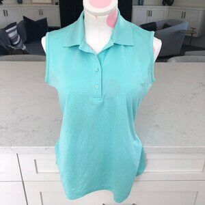 Greg Norman Play Dry Athletic Sleeveless Poly Golf Polo Shirt Green Sz M NWOT